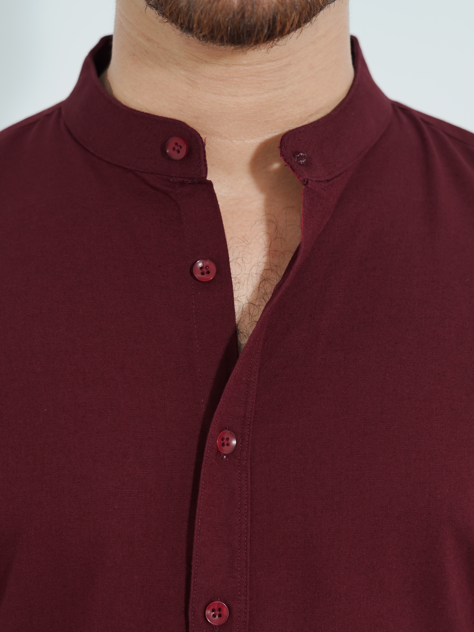 Band Collar Maroon Shirt - Image 2
